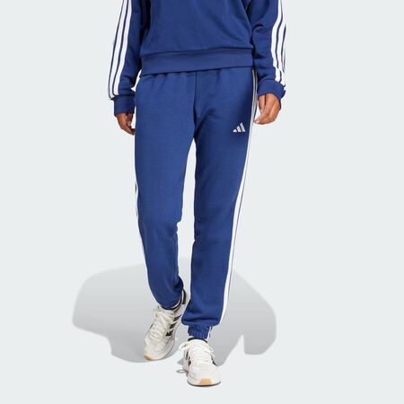 ADIDAS SPORTSWEAR Pantalon à revers French terry 3 bandes Essentials Dark Blue / White FEMME