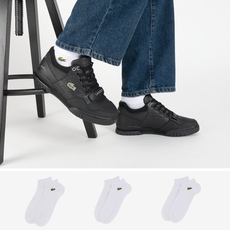 LACOSTE CHAUSSETTES X3 QUARTER LOGO BLANC HOMME