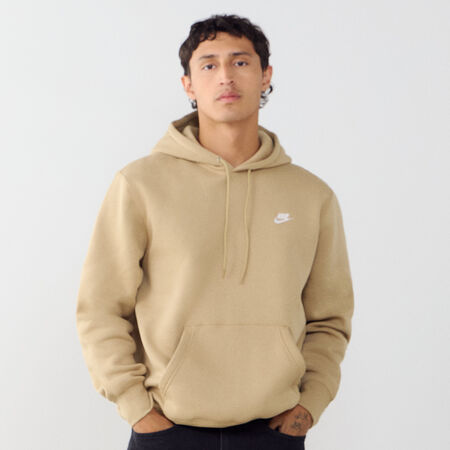 NIKE HOODIE CLUB SMALL LOGO BEIGE/WHITE MEN
