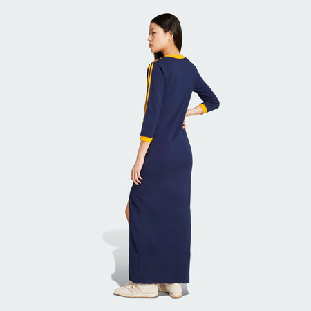 ADIDAS ORIGINALS Adicolor Classics 3-Stripes Maxi Dress Night Indigo / Crew Orange WOMEN