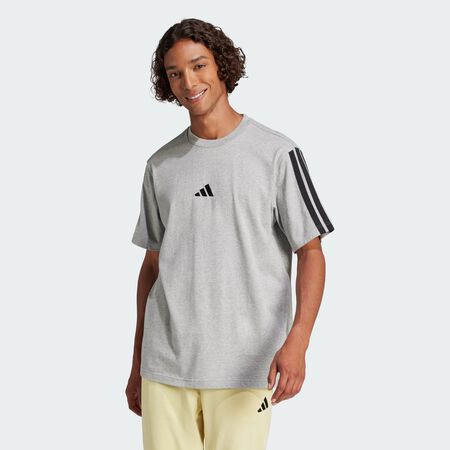 ADIDAS ORIGINALS Essentials 3-Stripes Single Jersey Tee Medium Grey Heather / Black MEN