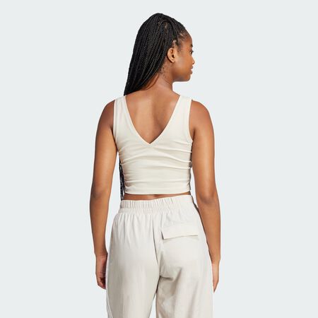 ADIDAS SPORTSWEAR Débardeur Essentials petit logo coton Lifestyle Beige / White FEMME