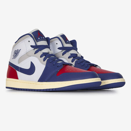 JORDAN AIR JORDAN 1 MID WHITE/BLUE/RED MEN