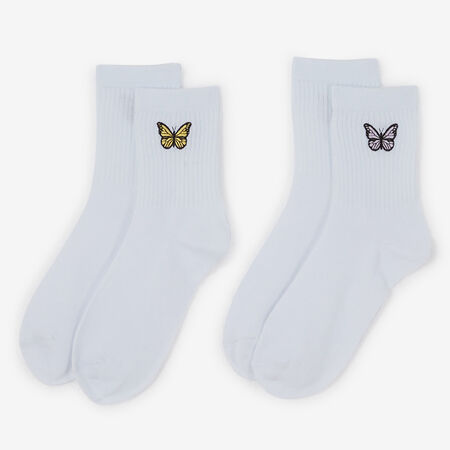 COURIR BUTTERFLY MID CREW 2PK WHITE/MULTI-COLOURED UNISEX
