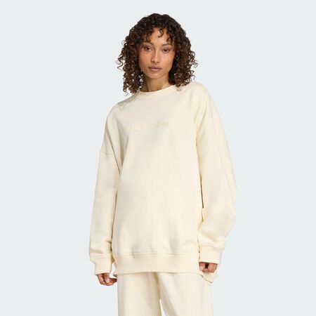 ADIDAS ORIGINALS Sweat-shirt ras-du-cou oversize Essentials Linear Cream White FEMME