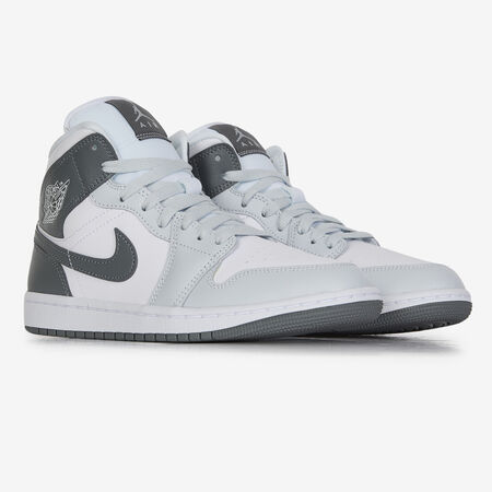JORDAN AIR JORDAN 1 MID BLANC/GRIS FEMME