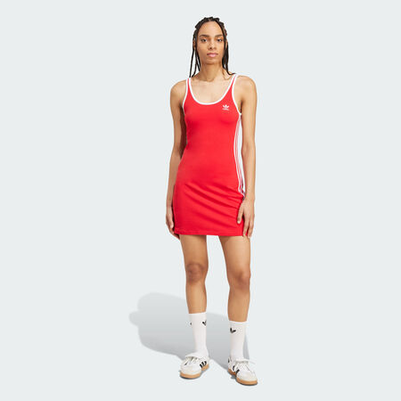 ADIDAS ORIGINALS Adicolor 3-Stripes Tank Dress Mini Better Scarlet / White WOMEN