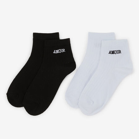 COURIR AMOUR QUARTER 2PK BLANC/NOIR UNISEX