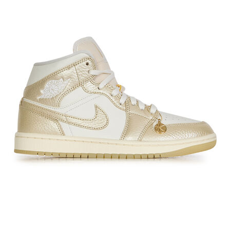 JORDAN AIR JORDAN 1 MID SHIMMER BLANC/OR FEMME
