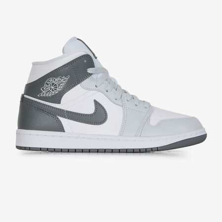 JORDAN AIR JORDAN 1 MID BLANC/GRIS FEMME
