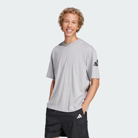 ADIDAS SPORTSWEAR Essentials Loose Fit 3 Bar Logo Tee Medium Grey Heather / Black MEN