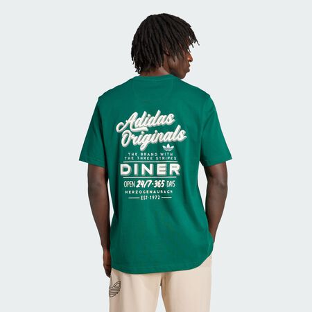 ADIDAS ORIGINALS T-shirt ample graphisme texte Diner Collegiate Green HOMME