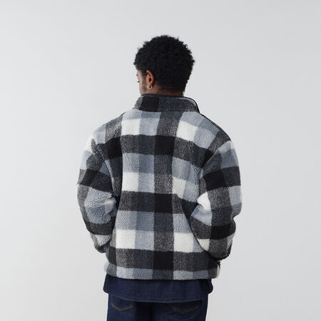 NIKE SWEAT HALF ZIP PLAID SHERPA BLACK/WHITE MEN