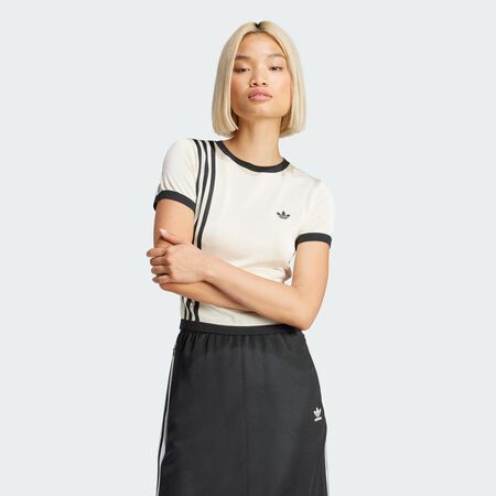 ADIDAS ORIGINALS T-shirt court maille 3 bandes Cream White FEMME