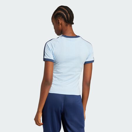 ADIDAS ORIGINALS T-shirt graphique Linear Cali Clear Sky / Off White FEMME