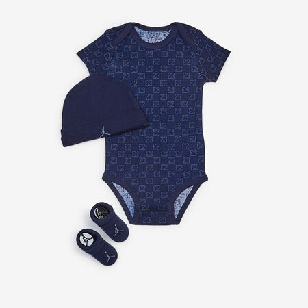 JORDAN 3 PC SET BODYSUIT HAT BOOTIE MONOGRAM MA MARINE BÉBÉ