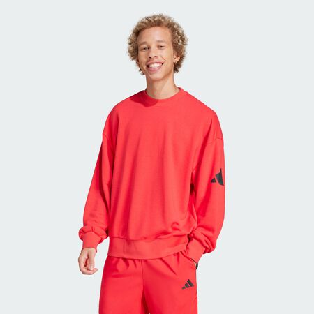Sweat-shirt logo à 3 bandes coupe ample Essentials : Pure Ruby / Black