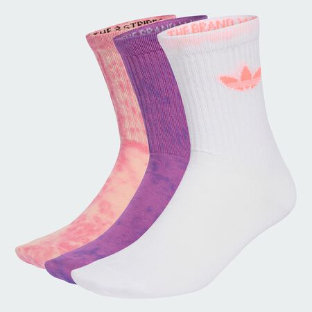 ADIDAS ORIGINALS Tie Dye Crew Socks 3 Pairs Blush Pink / Purple Rush / White UNISEX