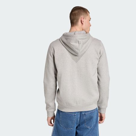 ADIDAS ORIGINALS Trefoil Essentials Full-Zip Hoodie Medium Grey Heather / White MEN