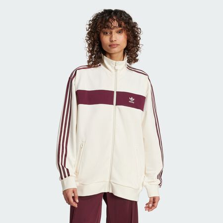 ADIDAS ORIGINALS Track Top Colorblock Cream White / Maroon FEMME