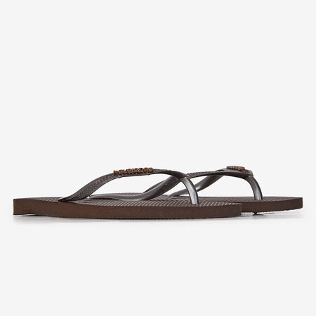 HAVAIANAS SLIM LOGO METALLIC MARRON BROWN WOMEN