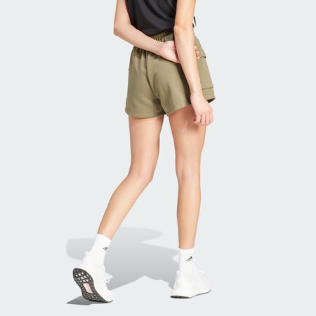 ADIDAS SPORTSWEAR Short cargo French Terry Petit logo Essentials Olive Strata / White FEMME