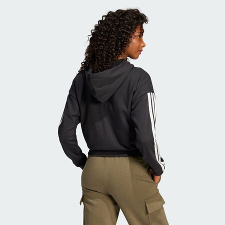 ADIDAS SPORTSWEAR Veste à capuche entièrement zippée French terry 3 bandes Essentials Black / White FEMME