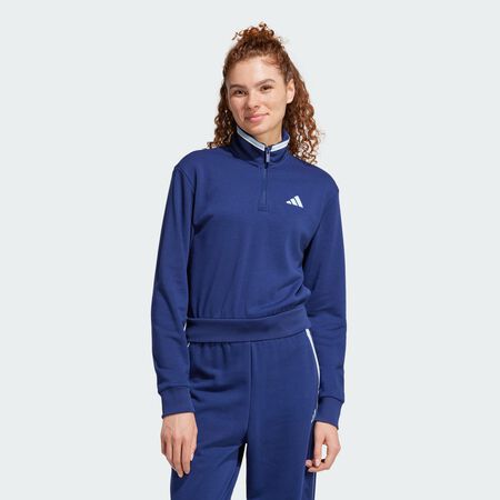 ADIDAS ORIGINALS Veste de survêtement courte molleton à quart de zip Essentials Color Pop Dark Blue FEMME