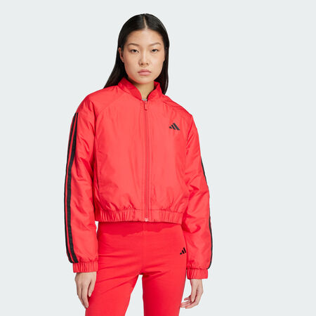 ADIDAS SPORTSWEAR Veste courte bomber isolante 3 bandes Essentials Pure Ruby FEMME