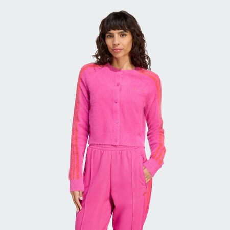 ADIDAS ORIGINALS Cardigan maille pelucheuse Semi Lucid Fuchsia FEMME