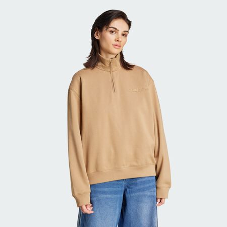 ADIDAS ORIGINALS Veste oversize quart de zip linéaire Essentials Beige FEMME