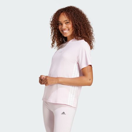 T-shirt coton 3 bandes Essentials : Clear Pink / White