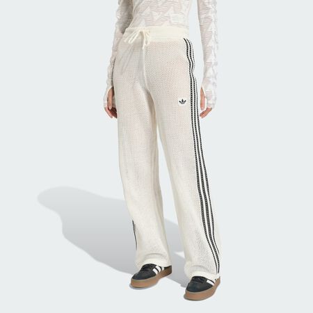ADIDAS ORIGINALS KNITTED CROCHET FIREBIRD TRACK PANTS Off White WOMEN