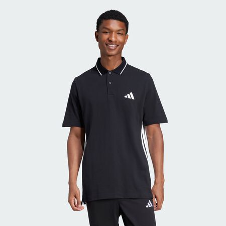 ADIDAS ORIGINALS Polo piqué 3 bandes Essentials Black / White HOMME
