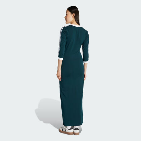 ADIDAS ORIGINALS Adicolor Classics 3-Stripes Maxi Dress Aurora Ivy / White WOMEN