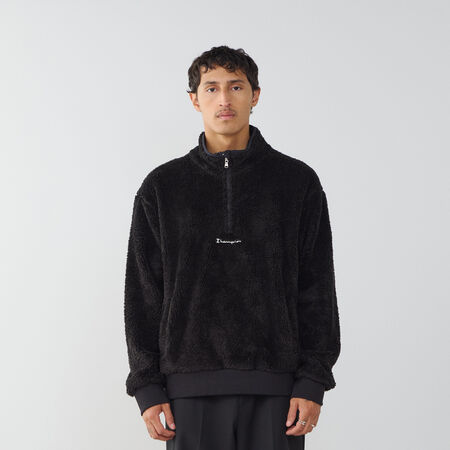 CHAMPION HOODIE POLAR HALF-ZIP BLACK/WHITE MEN