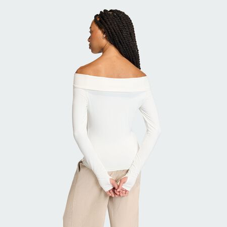ADIDAS ORIGINALS OFF-SHOULDER LONG SLEEVE Top Cloud White WOMEN