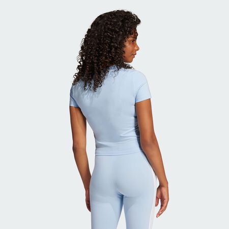 ADIDAS SPORTSWEAR T-shirt slim 3 bandes Essentials Bébés Glow Blue / White FEMME