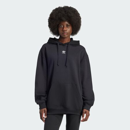 Sweat-shirt à capuche ample molleton Essentials : Black