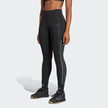 ADIDAS ORIGINALS Optimé 3-Stripes Full-Length Leggings Black WOMEN