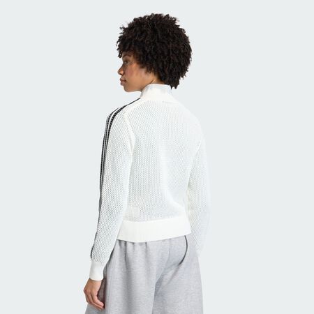 ADIDAS ORIGINALS KNITTED CROCHET FIREBIRD TRACK TOP Off White WOMEN