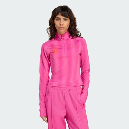ADIDAS ORIGINALS Haut manches longues de football graphique demi-zip Semi Lucid Fuchsia FEMME