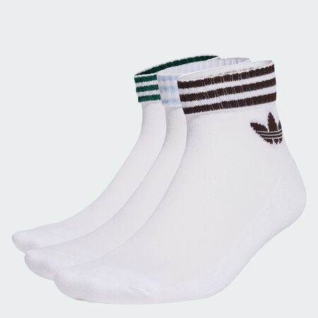 ADIDAS ORIGINALS 3-Stripes Ankle Socks 3 Pairs White / Aurora Coffee / Crystal Sky / Collegiate Green UNISEX